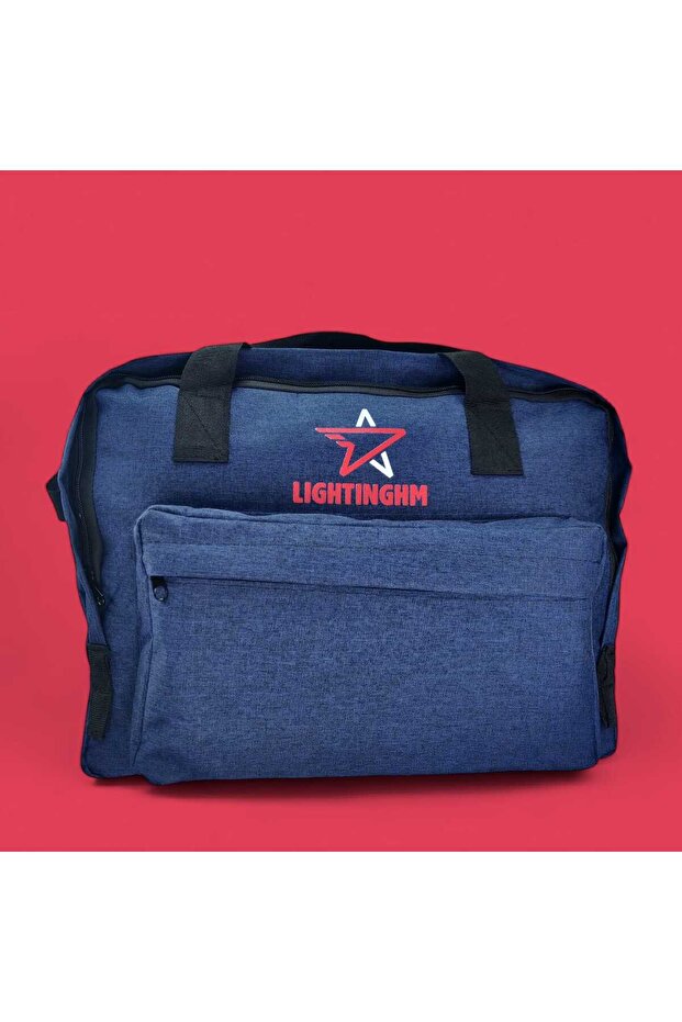 35 Liter 3 Pocket Travel Sport Sightseeing Water Resistant Long Strap Cabin Size Navy Blue Shoulder Handbag