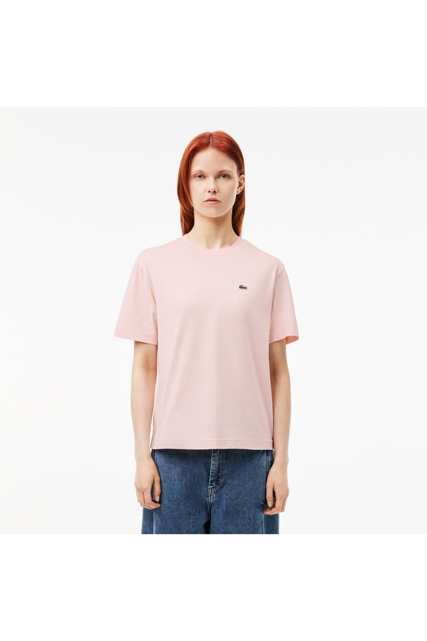 Kadın Relaxed Fit Bisiklet Yaka Pembe T-Shirt - 1