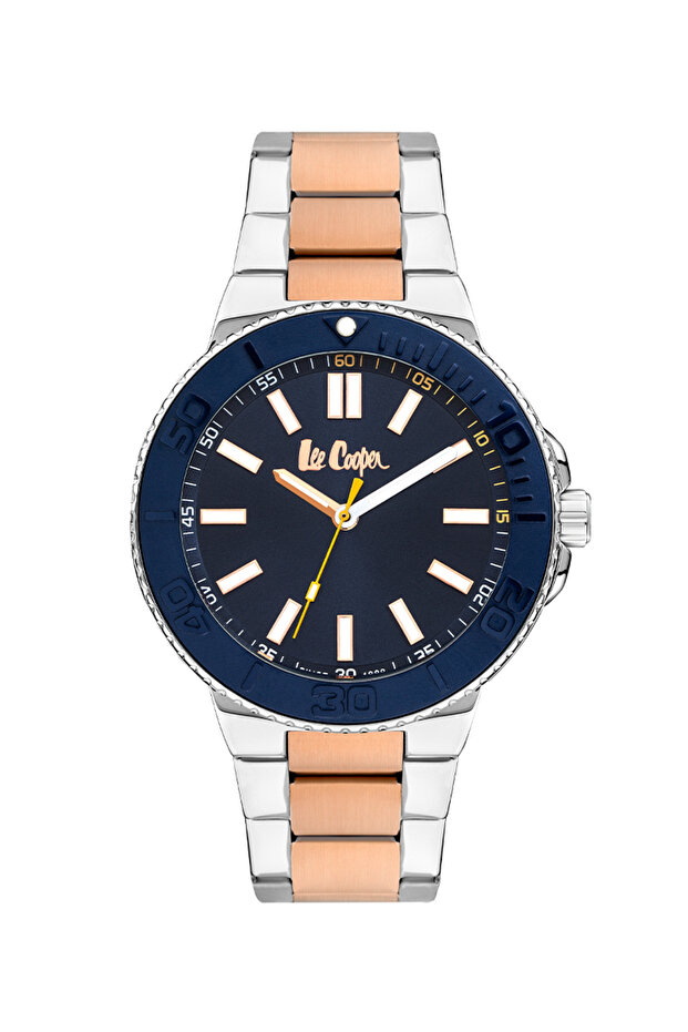 Lee Cooper Men's 2035 Movement Watch, Analog Display and Metal Strap - LC07945.590, Dark Blue