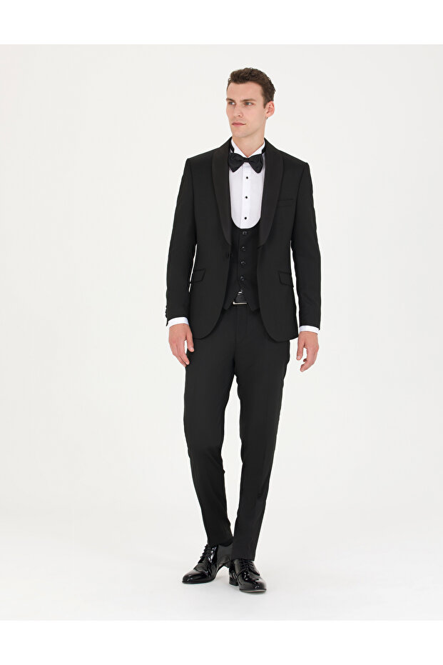 Black Vest Groom Suit Tuxedo 50266598-Vr046