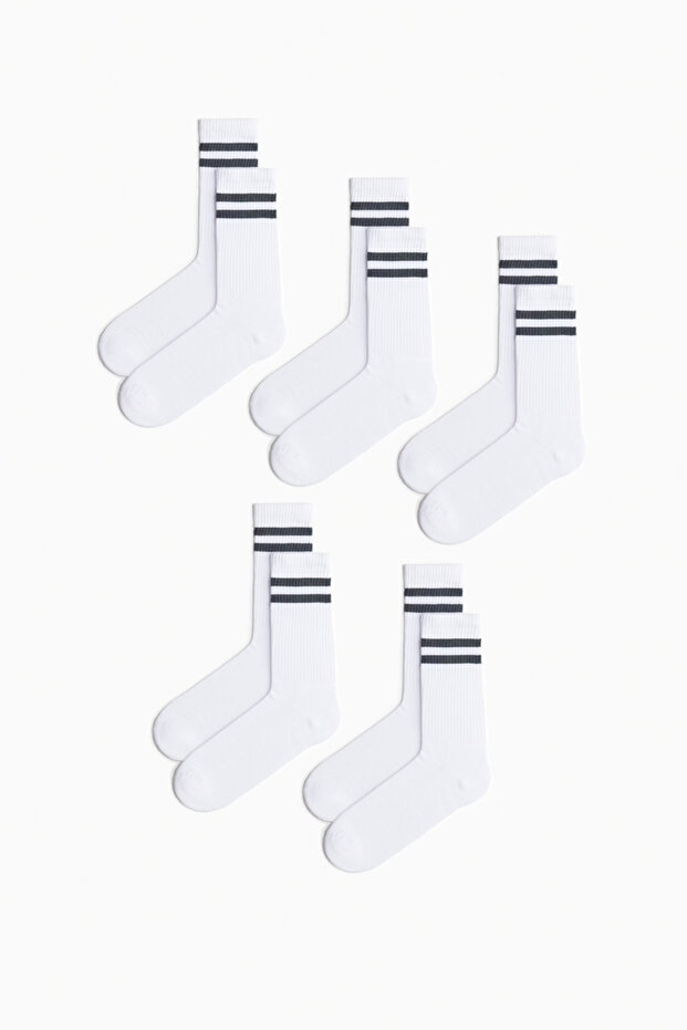 5-Piece Towel Sole (Thick Sole) Throat Rubber Knitted Knitwear Seamless Tennis Socks