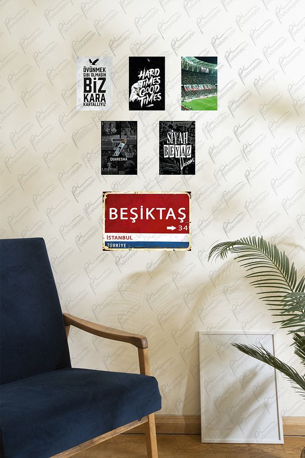 Kartal Siyah beyaz Tablo Seti Altılı Set 1'Adet (20*30cm) + 5'Adet (10*15cm) - 2