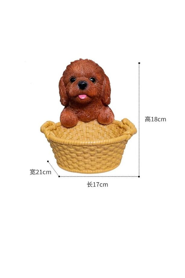 SEVİMLİ SEPETLİ SİYAH KÖPEKCİK, DEKORATİF BİBLO, KUMANDALIK, SUNUMLUK - 2
