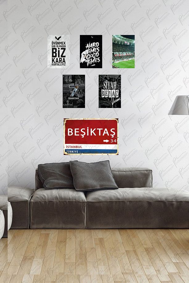 Kartal Siyah beyaz Tablo Seti Altılı Set 1'Adet (20*30cm) + 5'Adet (10*15cm) - 1