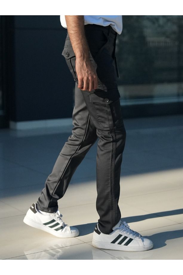 Regular Fit Kesim Likralı Kargo Cep Erkek Pantolon - 3