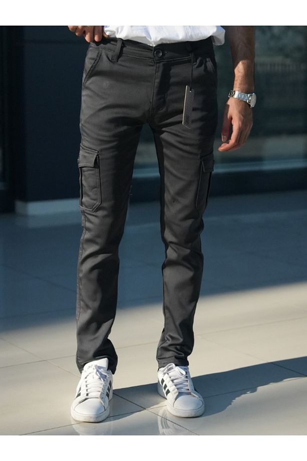 Regular Fit Kesim Likralı Kargo Cep Erkek Pantolon - 1