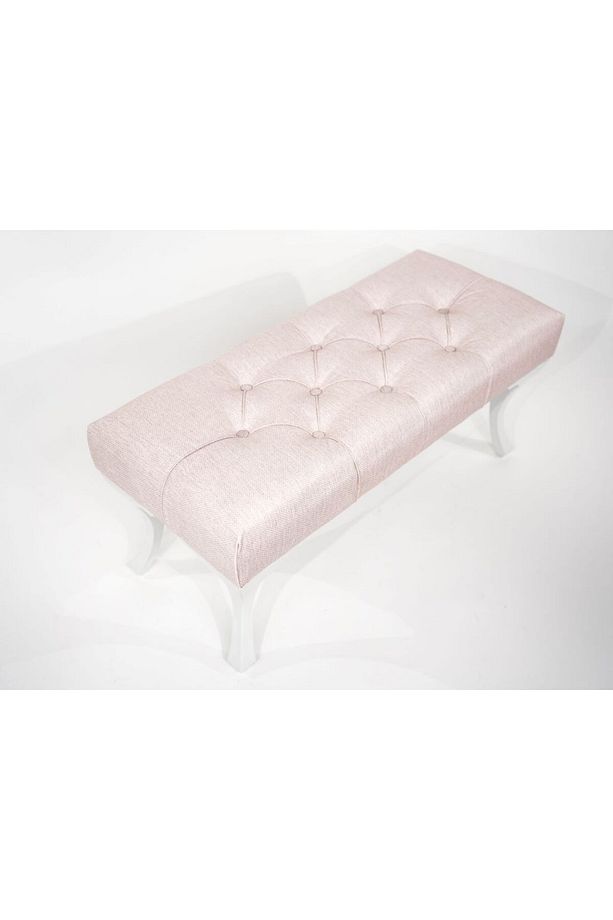 PEMBE DEKORATİF AYAK UCU KAPI ÖNÜ MUTFAK BALKON BENCH PUF DÜĞMELİ BEYAZ LÜKENS AYAKLI - 6