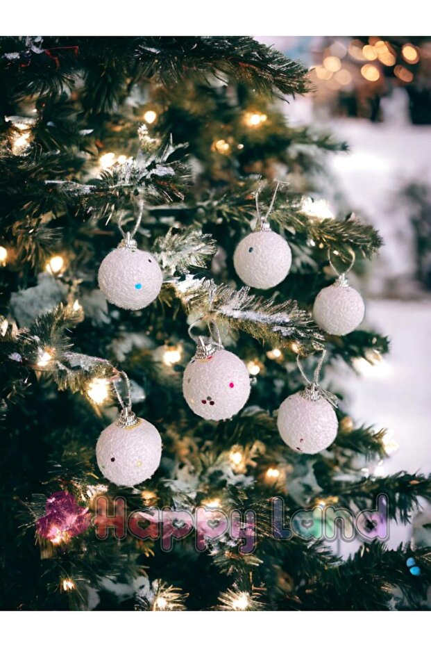 Christmas Tree Decoration 4 cm White Snow Ball 6-Piece Snow Ball Tree Ornament New Year