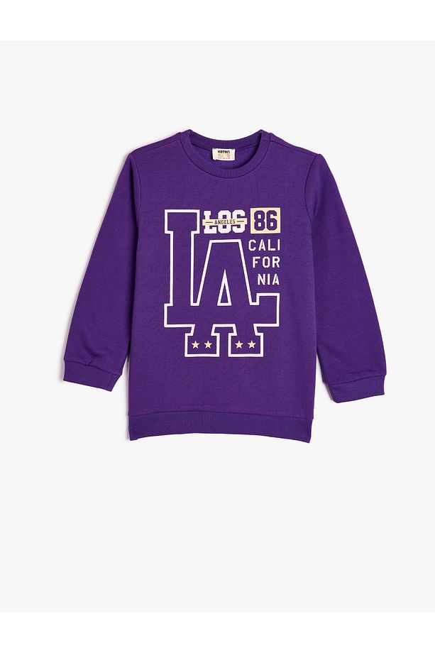 Sweatshirt Uzun Kollu Bisiklet Yaka Şehir Temalı Şardonlu - 1