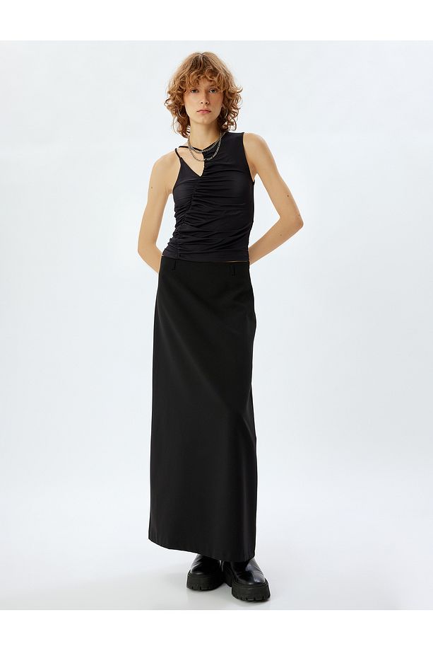 Kolsuz Üst Drapeli Pencere Detaylı Slim Fit - 2