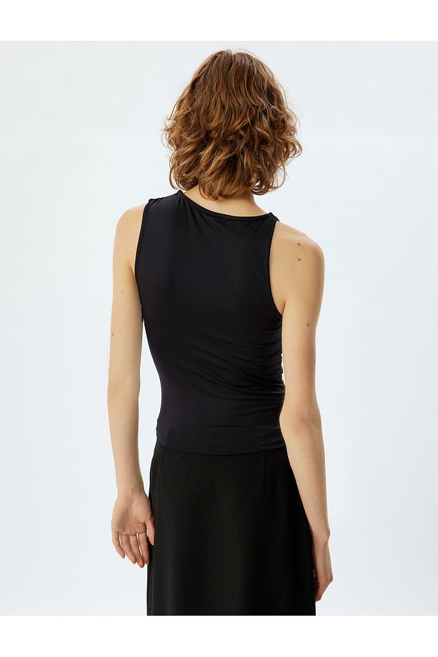 Kolsuz Üst Drapeli Pencere Detaylı Slim Fit - 4