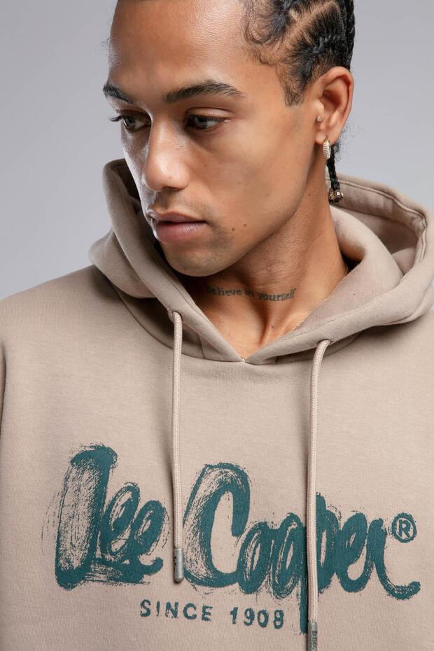 Gregory Erkek Kapüşonlu Sweatshirt Bej - 4