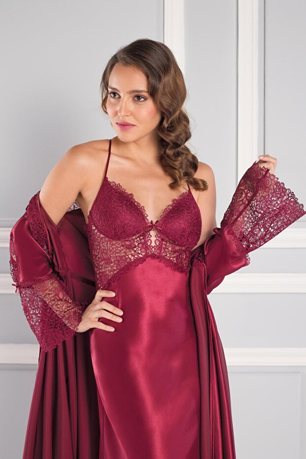 Satin Six-Piece Bridal Dowry Set - 6620 Claret Red