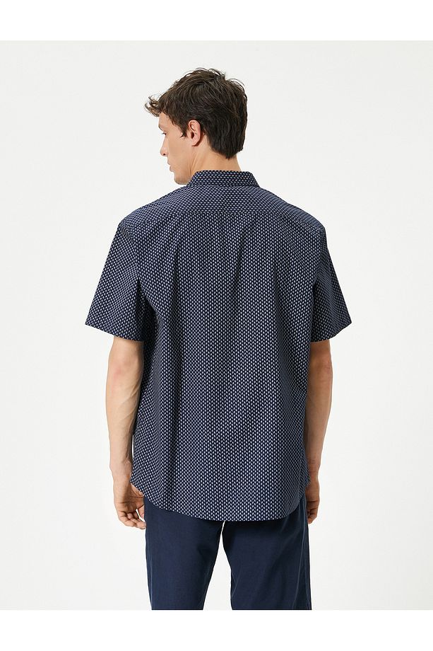 Kısa Kollu Gömlek Minimal Desenli Klasik Yaka Pamuklu Regular Fit - 4