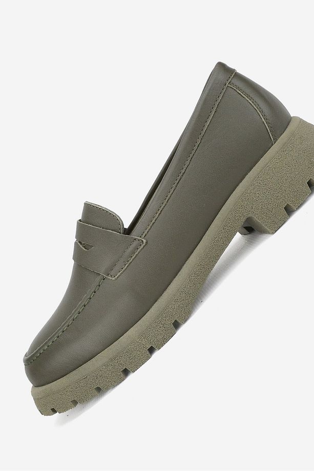 KADIN YEŞİL HAKİKİ DOĞAL DERİ 36-41 NUMARA LOAFER AYAKKABI - 8