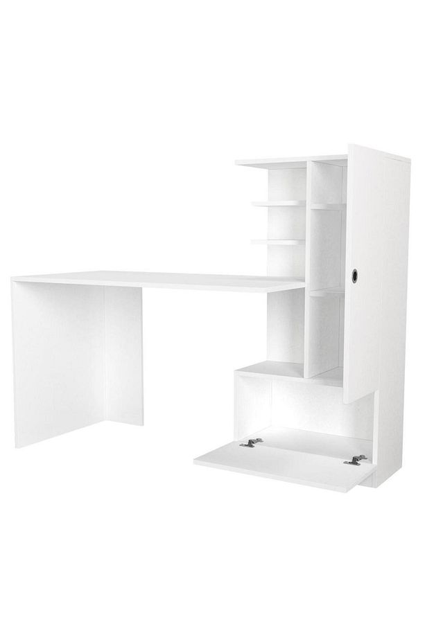 Merinos Kitaplıklı Çalışma Masası Beyaz - 7