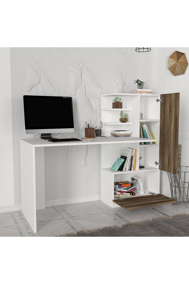 Merinos Kitaplıklı Çalışma Masası Beyaz-ceviz - 3