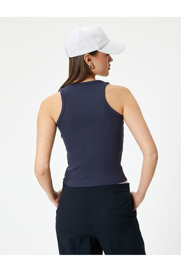 Fitilli Basic Üst Yuvarlak Yaka Viskoz Kumaş Slim Fit - 4