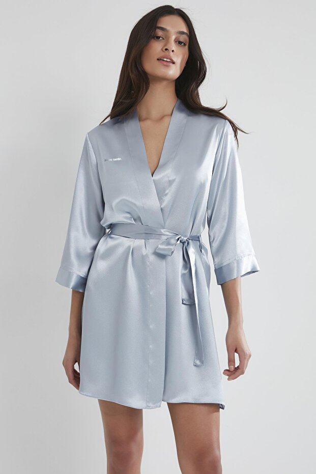 Satin Women's Dressing Gown - 1010 Mist