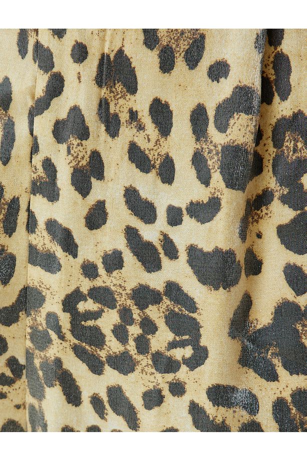 Leopar Pantolon Yüksek Bel Bol Paça Viskon Kumaş - 6