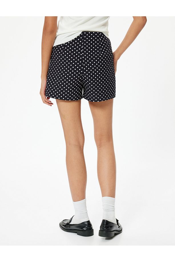 Puantiyeli Mini Şort Yüksek Bel Slim Fit - 4