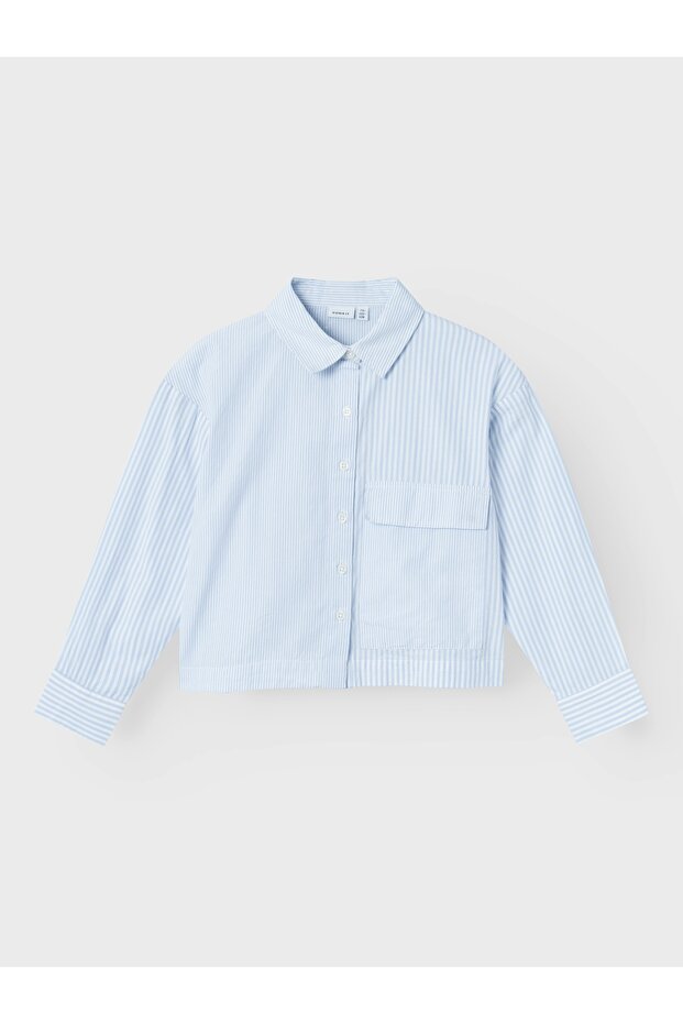 Nkfkastripe Chambray Blue Short Shirt - 13231493