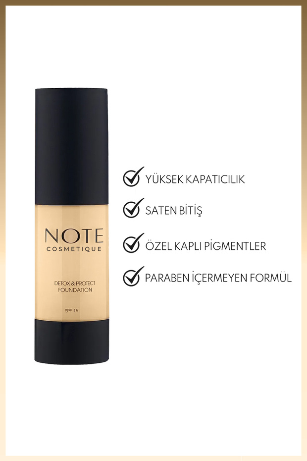Detox & Protect Foundation Spf 15 Yoğun Kapatıcı Saten Bitişli Fondöten - 01 Beige - 3