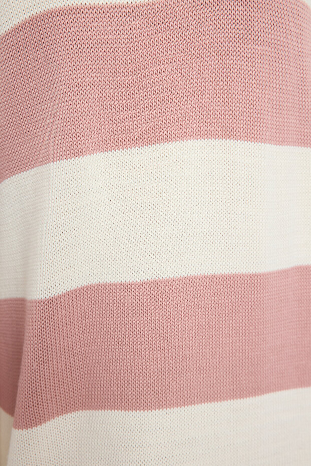 Pembe Çizgili Uzun Triko Elbise TEDAW25EB00019 - 3