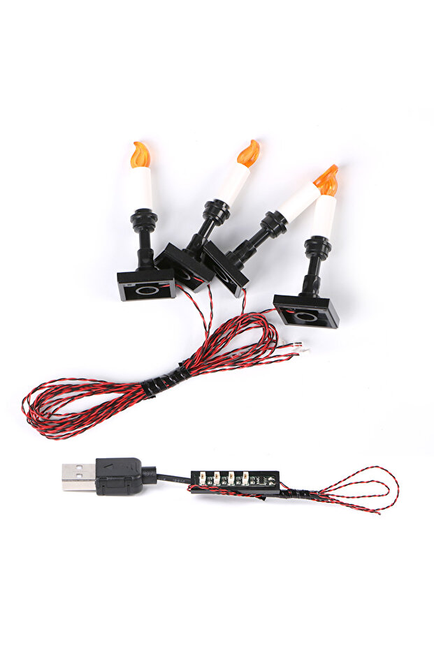 4pcs 4PCS LED Candle Light City Package Garden Combination Automatic Flicker Building Block Brick M