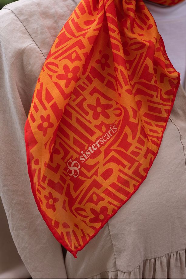 Sisterscarfs AHUSE DESEN Yeni Koleksiyon Soft Eşarp 90x90 cm - 3