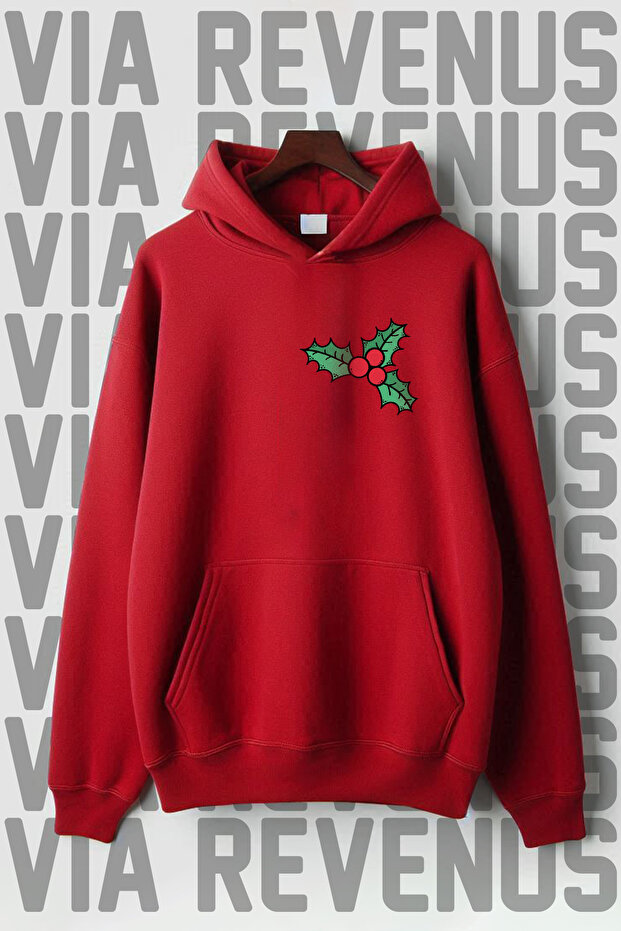 Kokina Flower Printed 3 Thread Raster Wide Fit Hooded Christmas Gift Sweatshirt