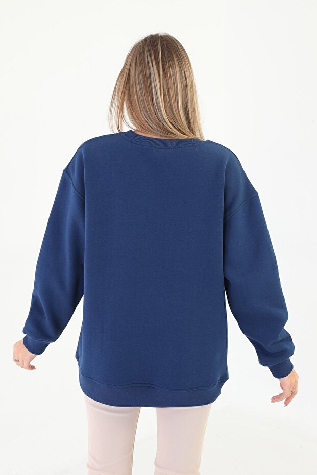 Bisiklet Yaka Oversize Sweetshirt - 5