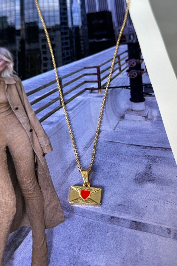 Red Heart Letter Necklace