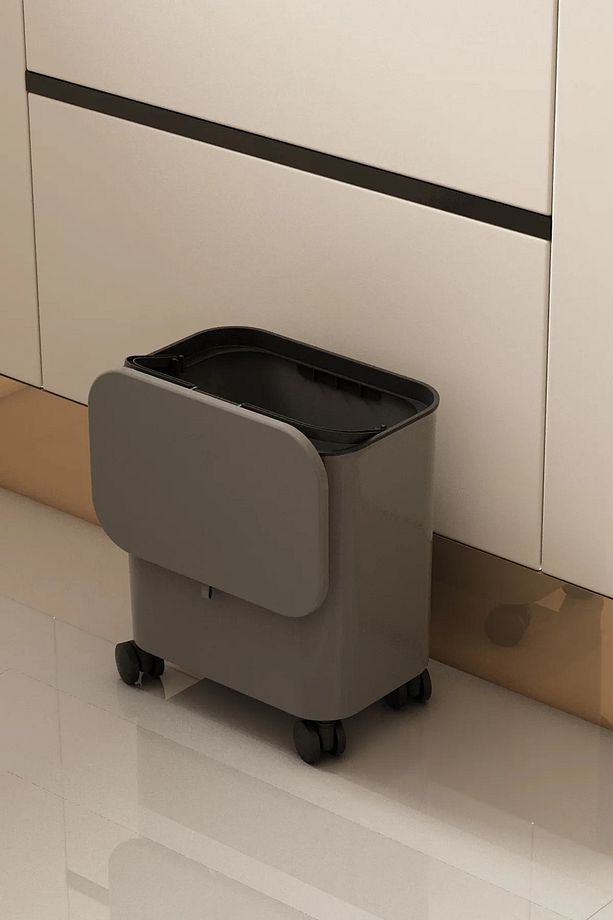 1 Adet Antrasit Tekerlekli Fonksiyonel Kapaklı Banyo Ve Mutfak Çöp Kovası 15 L Adet Antrasit - 2
