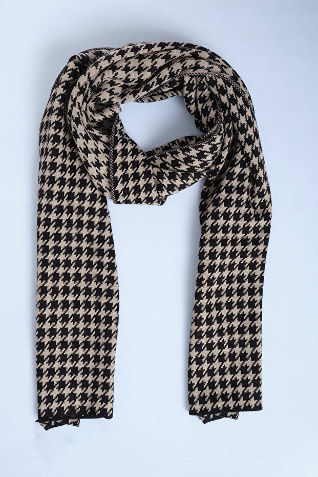 وشاح تريكو منقوش بنقشة Houndstooth - 4