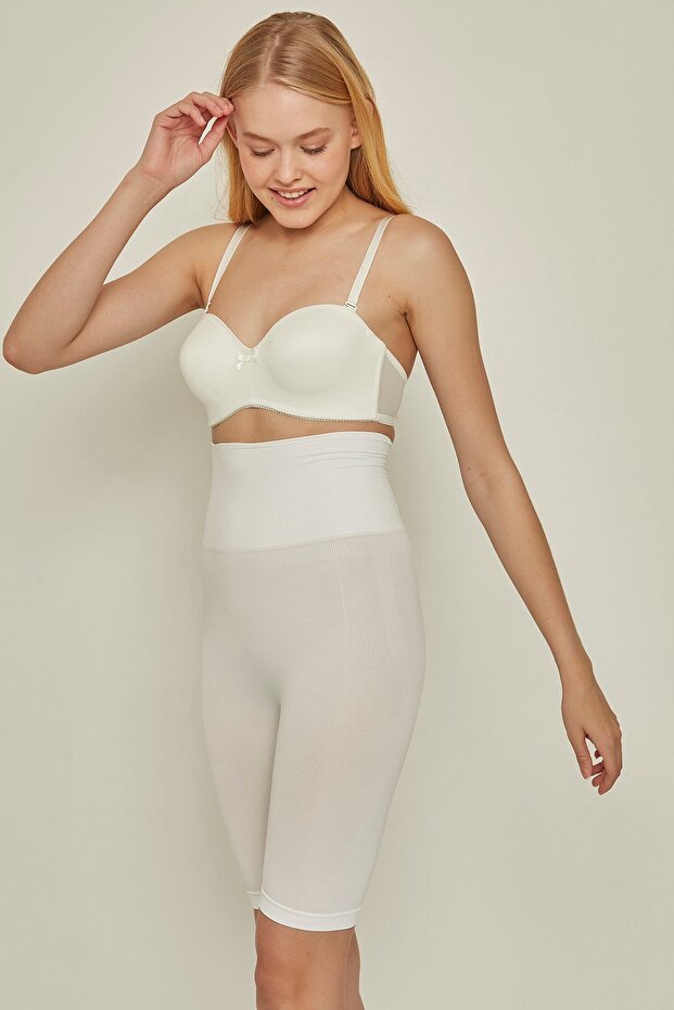 C13200 High Waist Long Leg Corset White