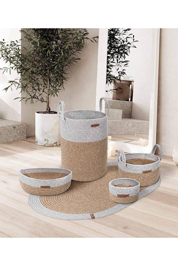 Natural Gray Wicker Decorative Basket - Cesta Handmade, 25Cmx45Cm 9019