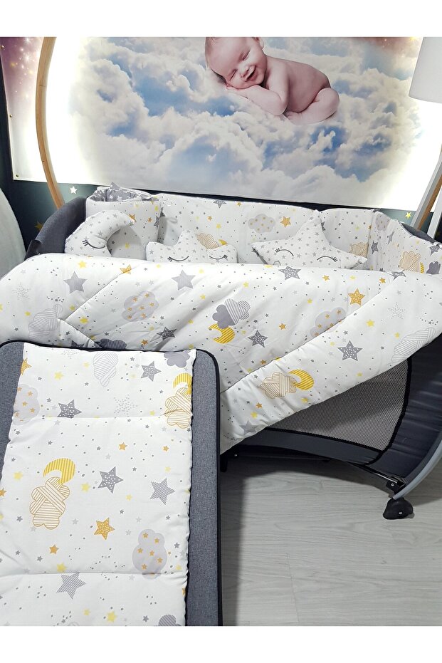 70X110 Baby Sleeping Set - Mosquito Net - Moon Cloud Star (Excluding Park Crib)