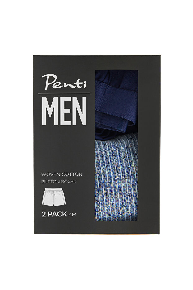 Navy Woven 2li Mid Boxer - 1