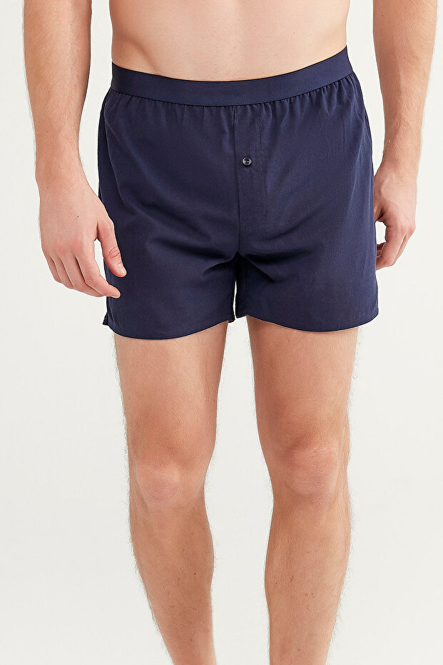Navy Woven 2li Mid Boxer - 4