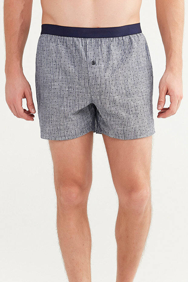 Navy Woven 2li Mid Boxer - 2