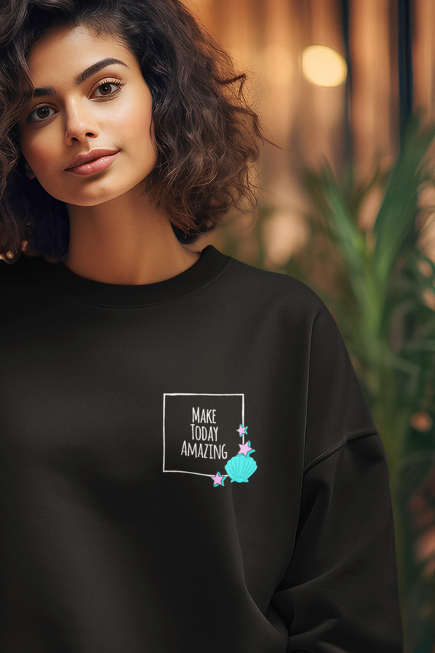 Print Detail Oversize Bicycle Collar Charted Women's Sweatshirt