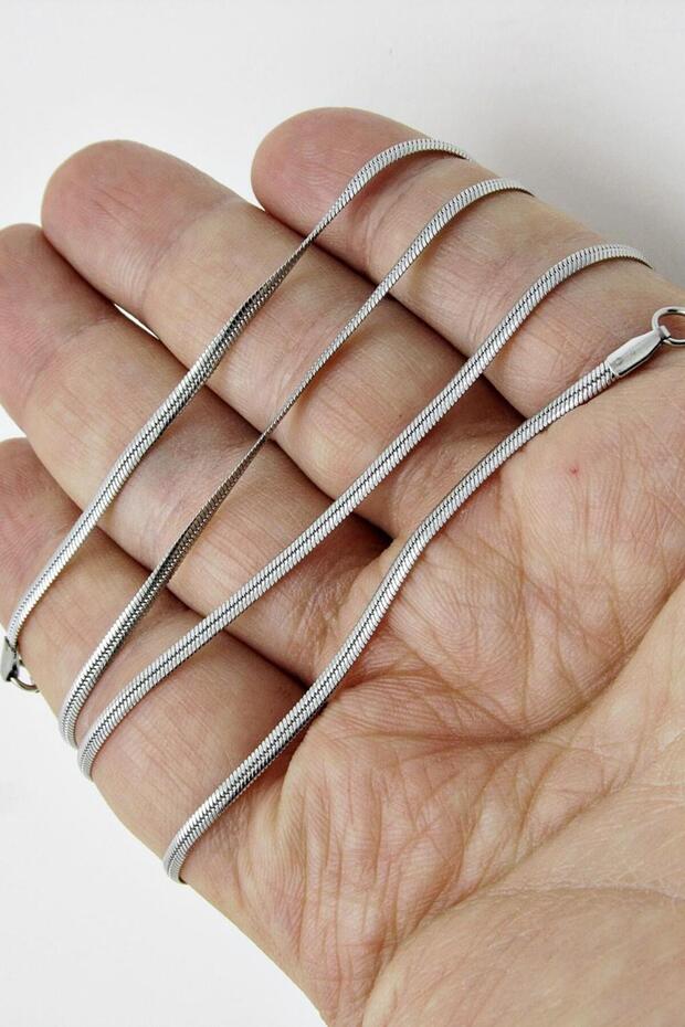 Yassı Model Snake Yılan Kolye Erkek Çelik Kolye Zincir eck03 - 4
