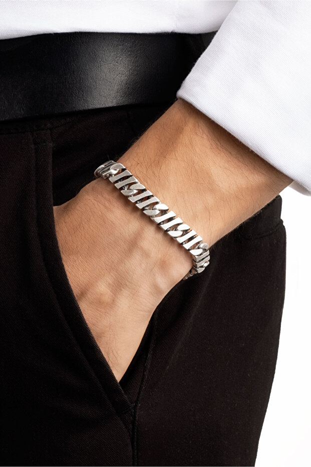 Şerit Model Çelik Erkek Bileklik - 2