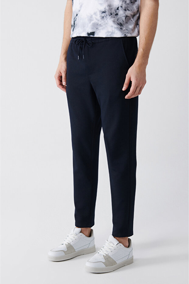 Erkek Lacivert Yandan Cepli Bağcıklı Jogger Relaxed Fit Pantolon B003005 - 3