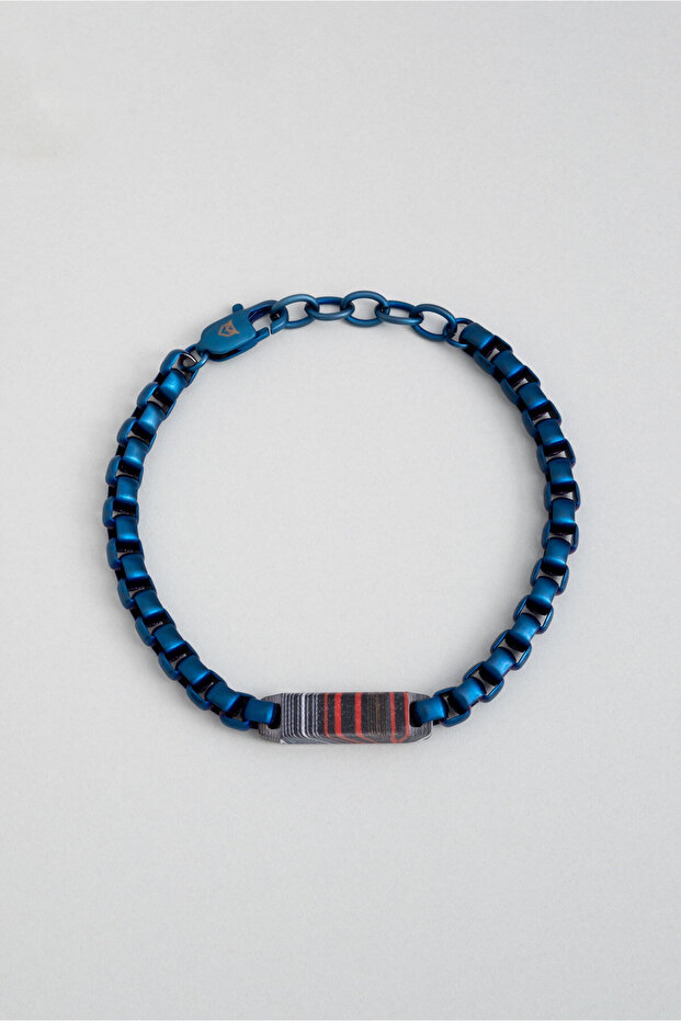 Carbon Fiber Detailed 21 cm Steel Men's Bracelet