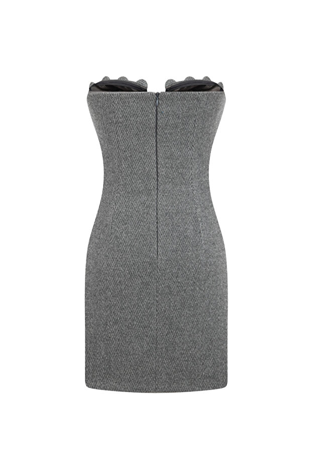 Straplez Mini Elbise - 7