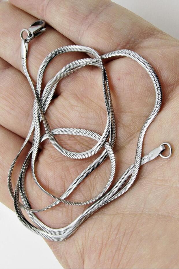 Yassı Model Snake Yılan Kolye Erkek Çelik Kolye Zincir eck03 - 3