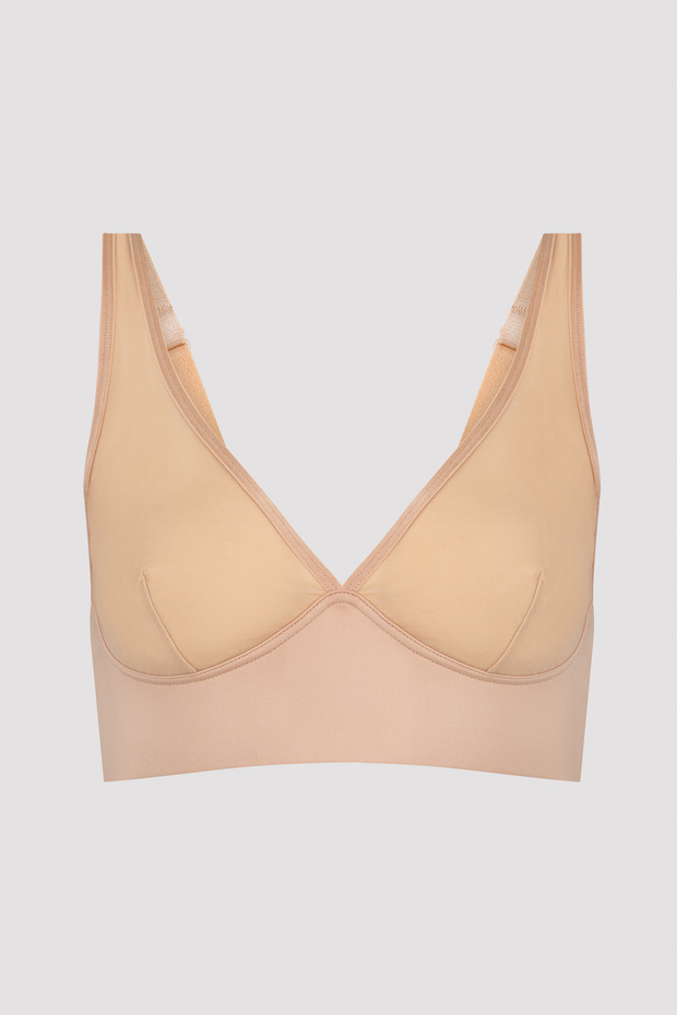Beige Colored Thick Strap Transparent Bra - 5