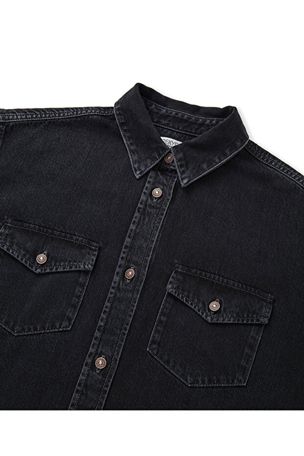 Cepli denim gömlek - 4